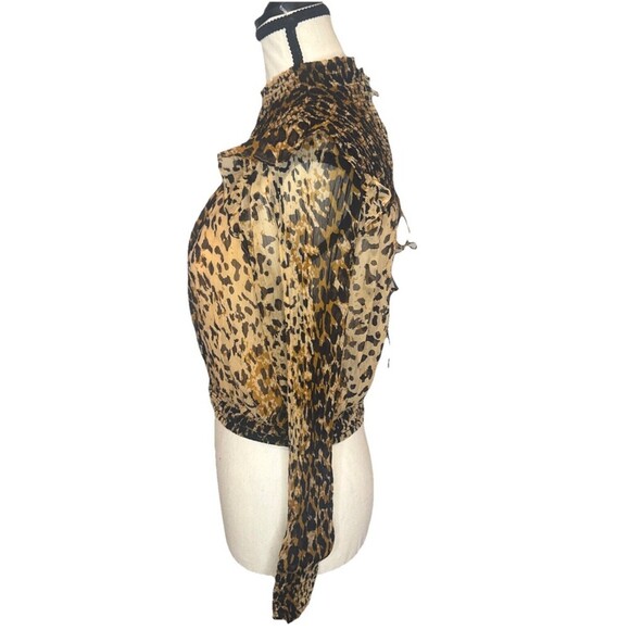 FREE PEOPLE Roma Leopard Print Ruffle Blouse Tie Back Blouse Top Size XS - Picture 5 of 11